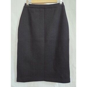 VTG J. Christopher Black Wool Blend Knit Pencil Skirt Sz M High Waist Minimalist